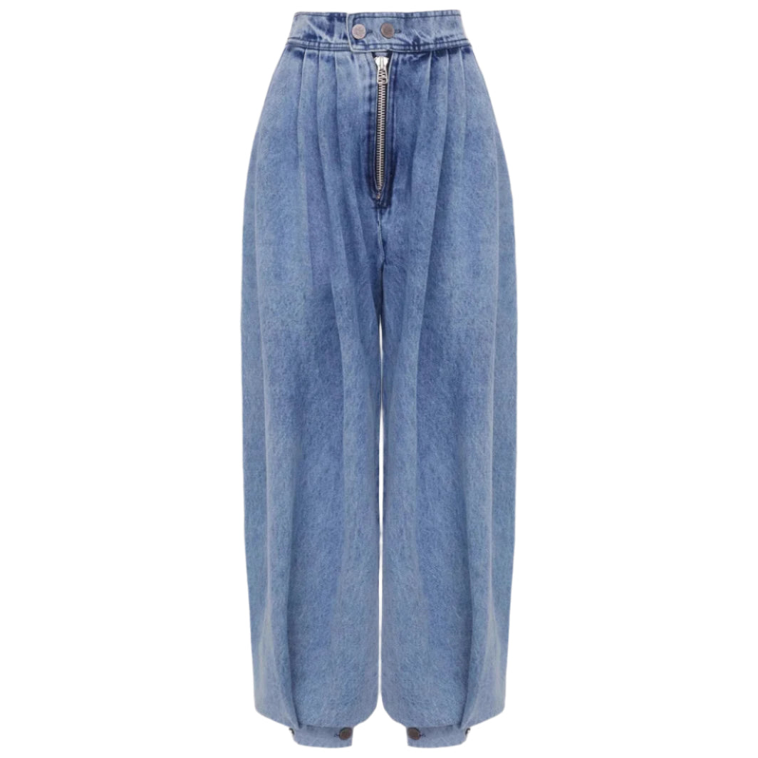 High Waist Zipper Denim Loose Harem Pants
