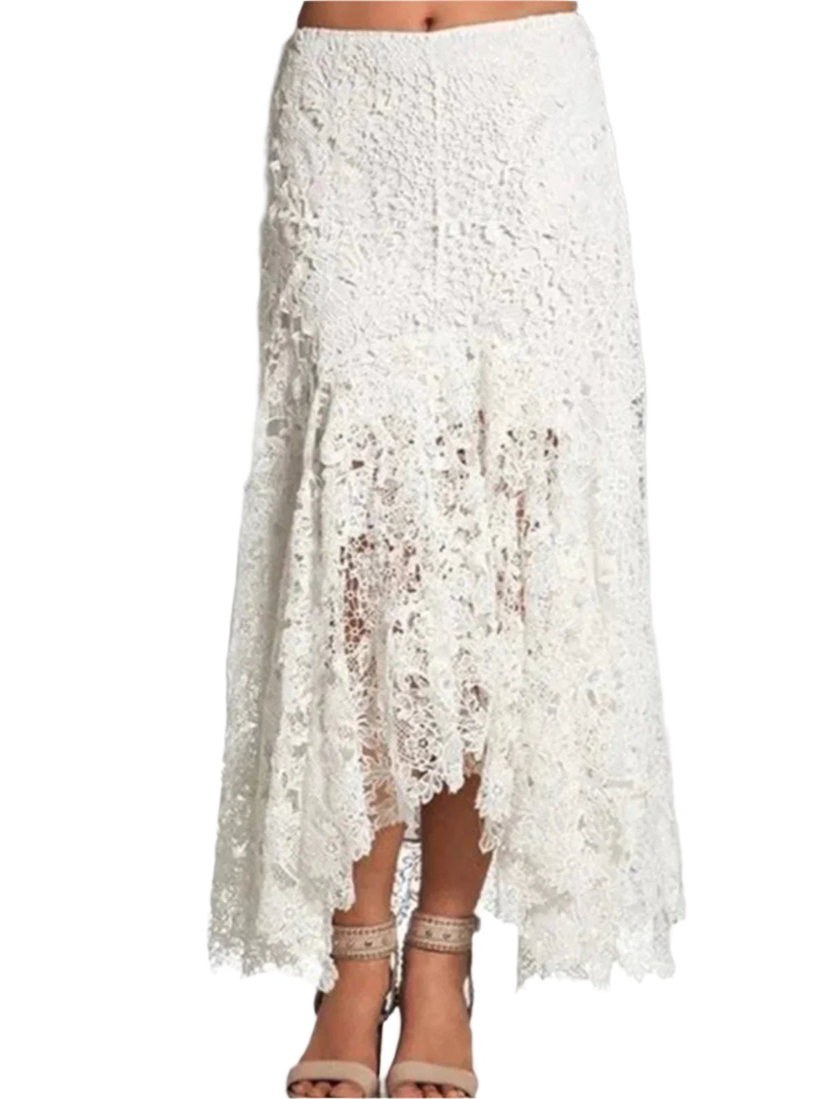 Lace Asymmetrical Layered Maxi Skirt