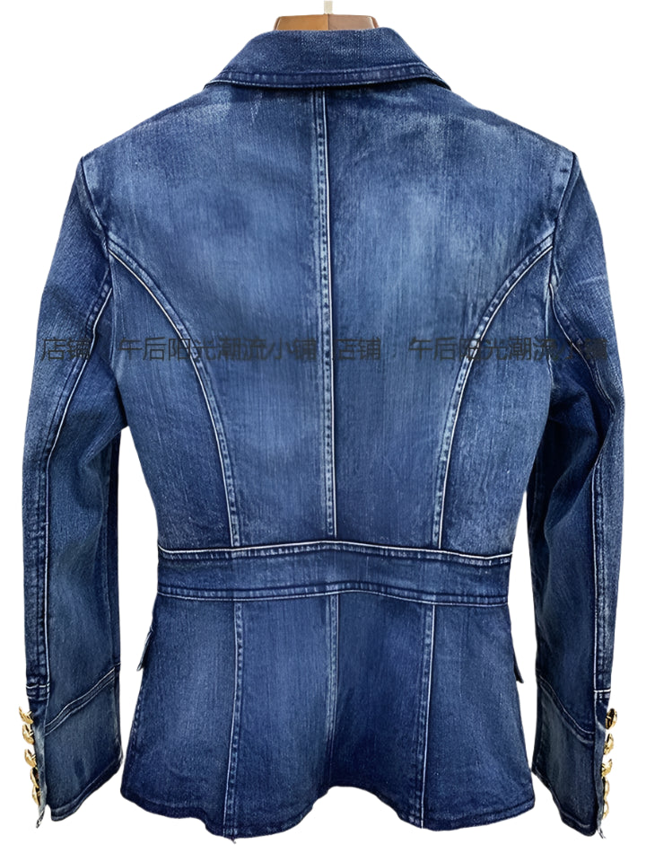 Double Buttoned Wash Denim Jacket - Bosom Blouse