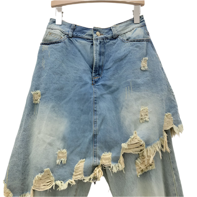 Denim Fake 2 Piece Skirts Jeans