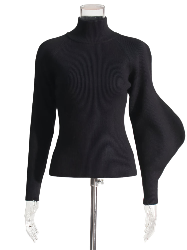 Irregular Turtleneck Long Sleeve Sweater