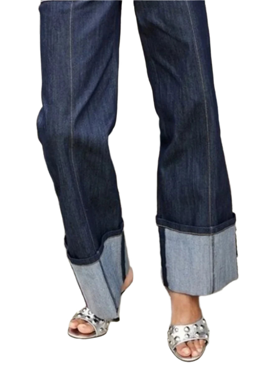 Denim High Waisted Straight Leg Jeans