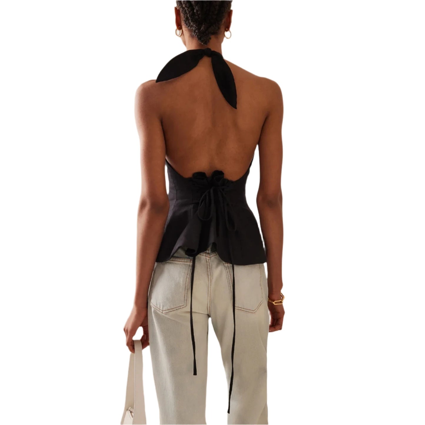 Silky Halter Crisscross Wrap Tank Top - Bosom Blouse