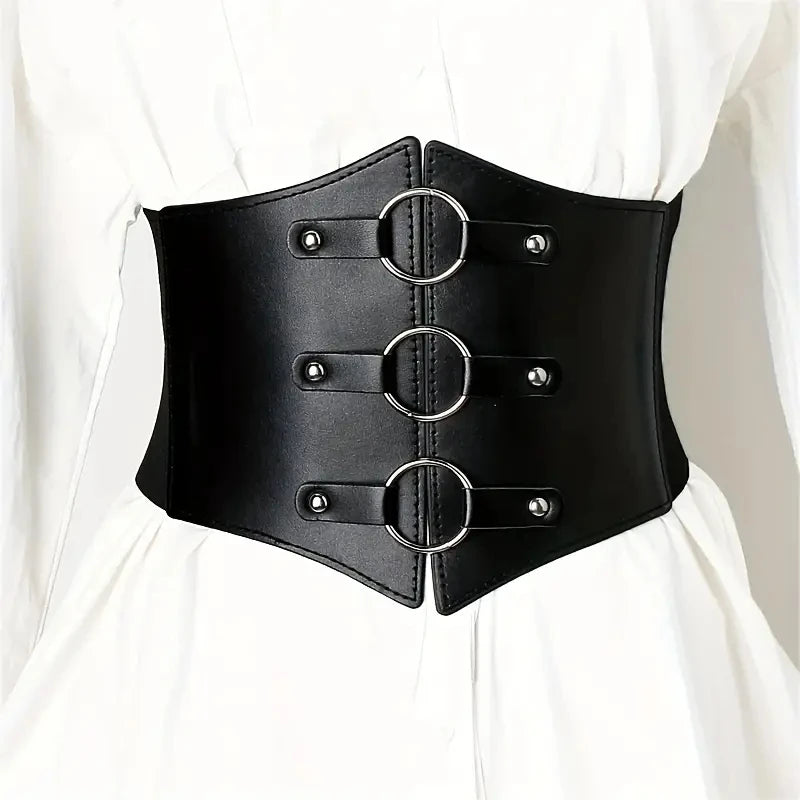 Corset Wide Pu Leather Elastic High Waist Belt