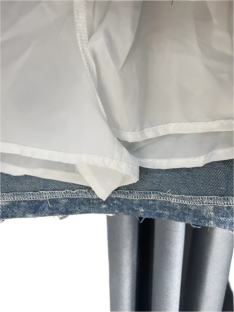 Denim Circular Sequin Patchwork Short Miniskirt