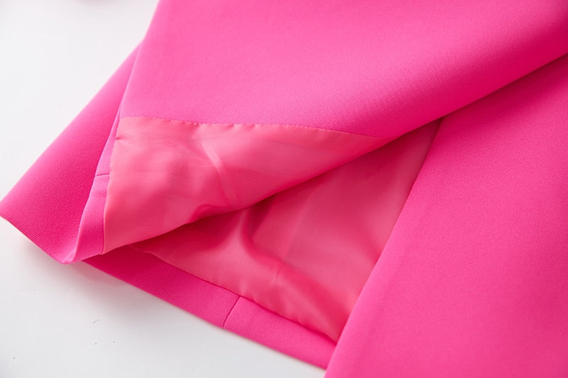 fluorescent pink blazer dress
