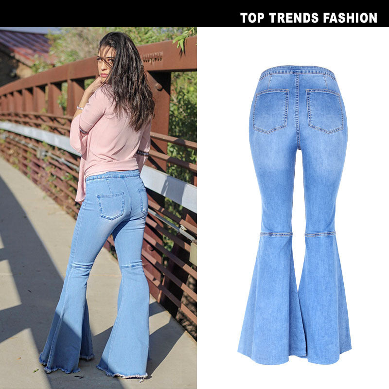 Wide Leg Pants Big Flared Denim Trousers