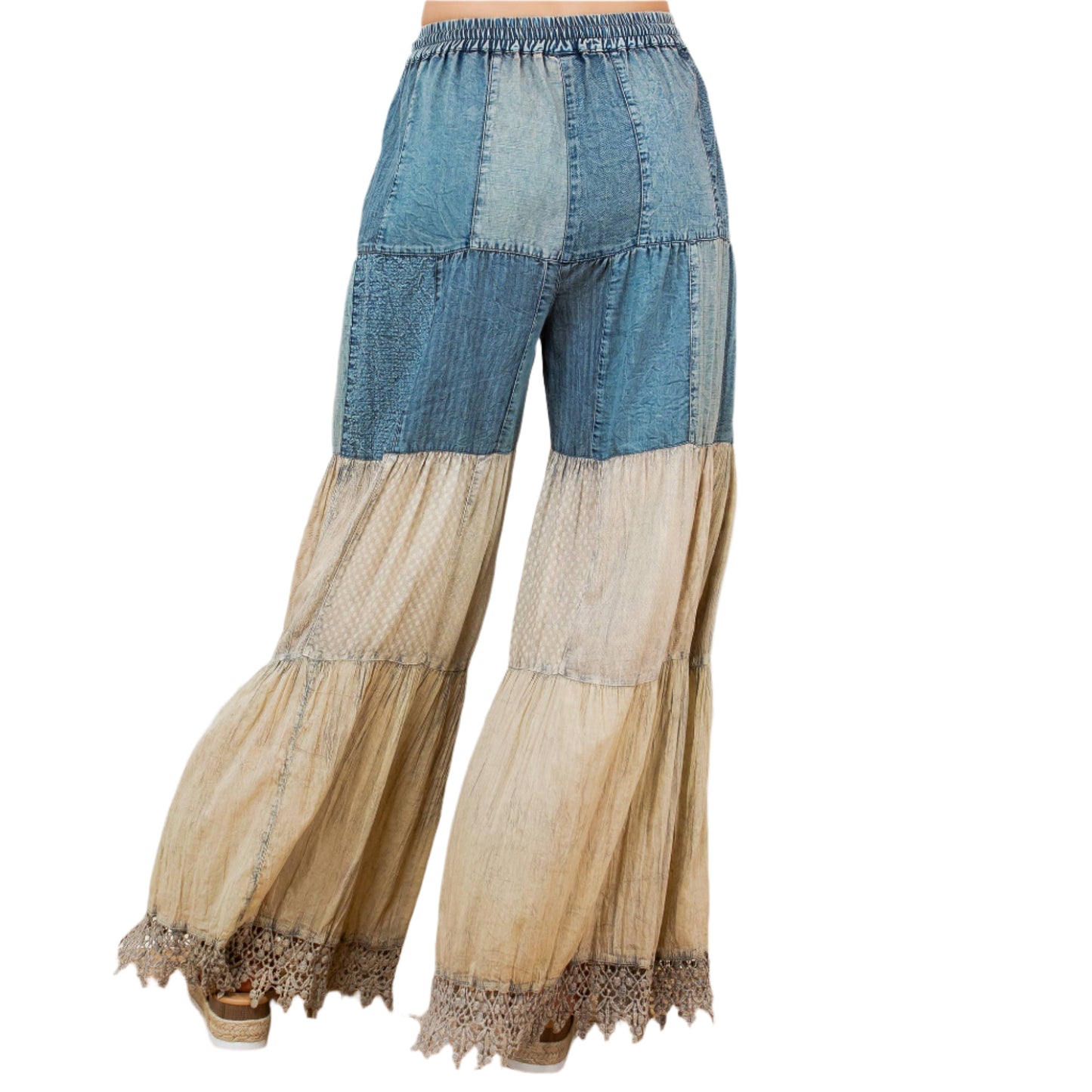 Preorder: Boho-Inspired Long Denim Pants with Solid Patches