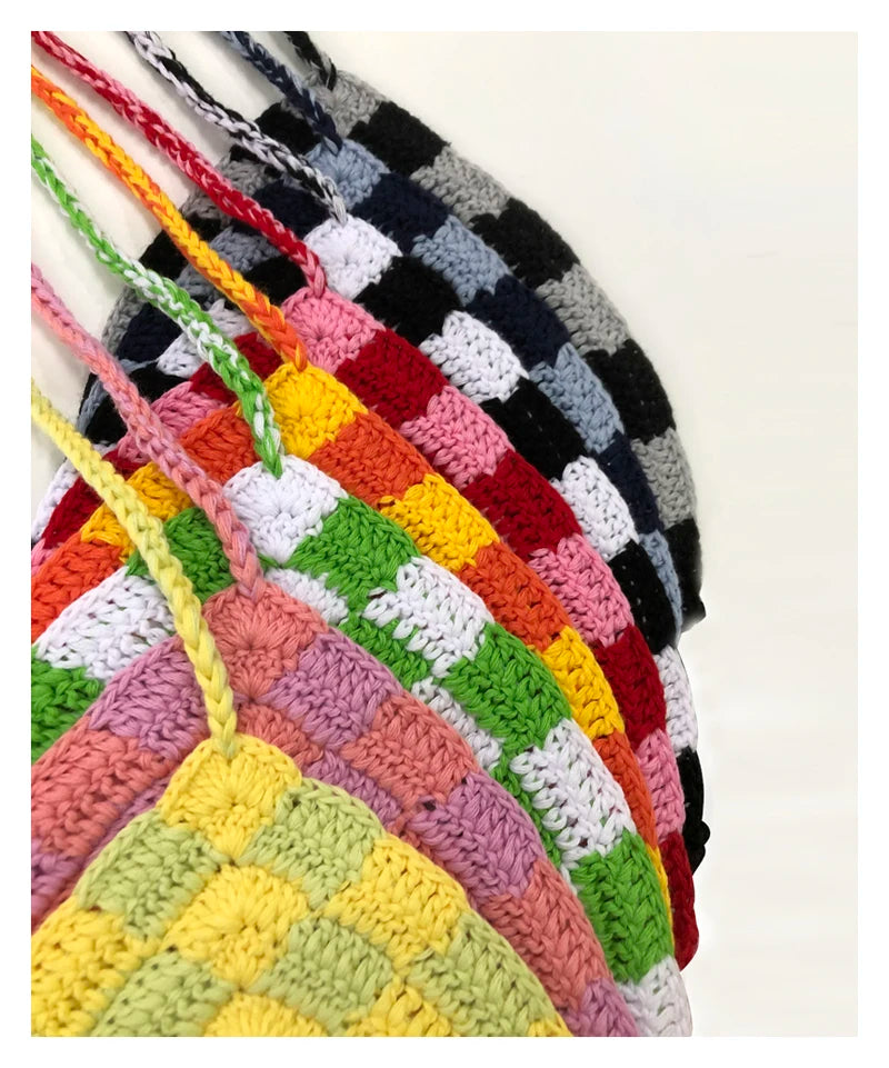 Handmade Crochet Knit Checkered Bikini