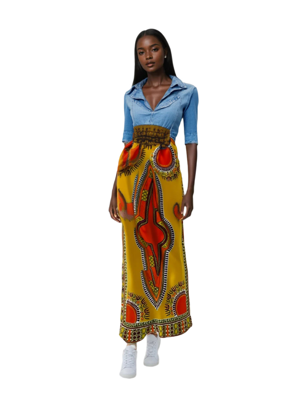 Dashiki Print Bazin Wax Skirt