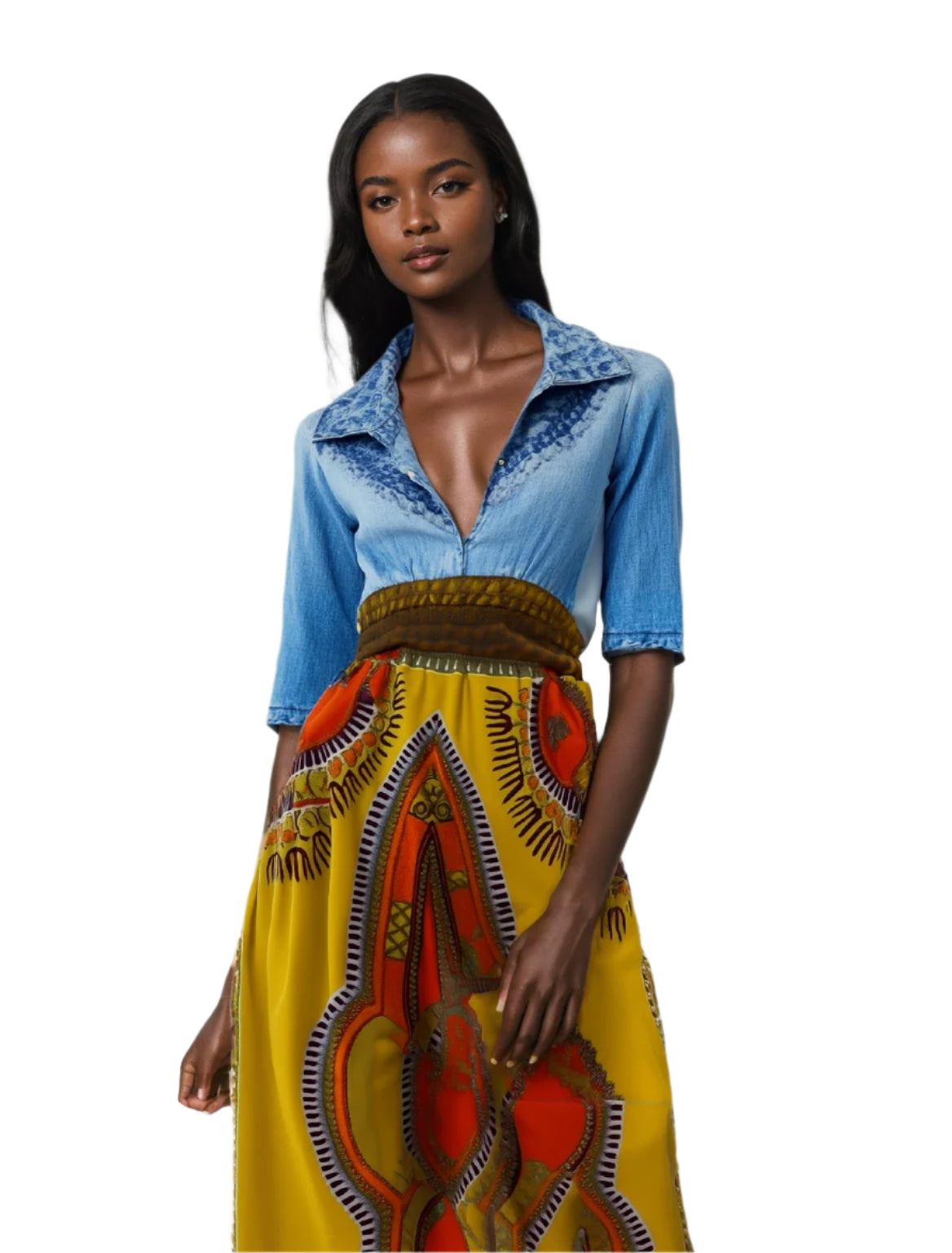 Dashiki Print Bazin Wax Skirt