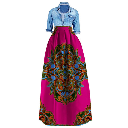 Dashiki Print Bazin Wax Skirt