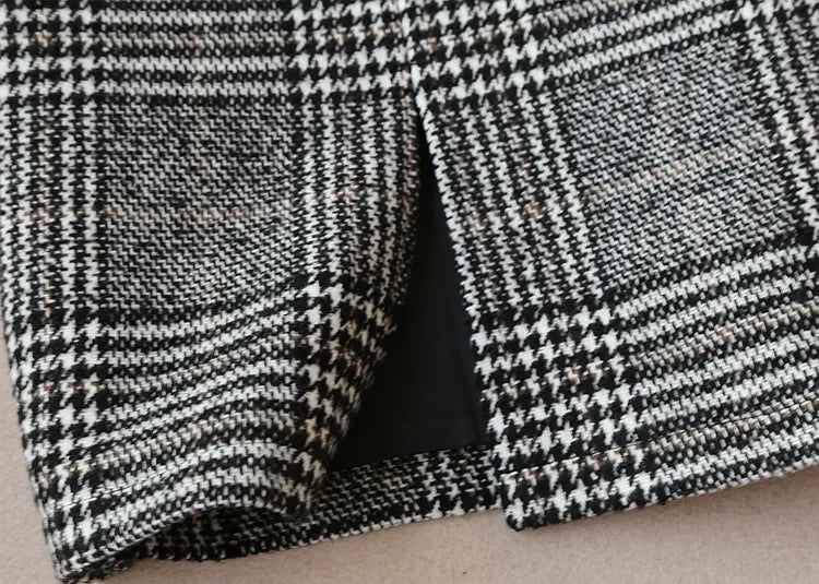 Slim Wool Long Jacket Slim Skirt Two-piece
