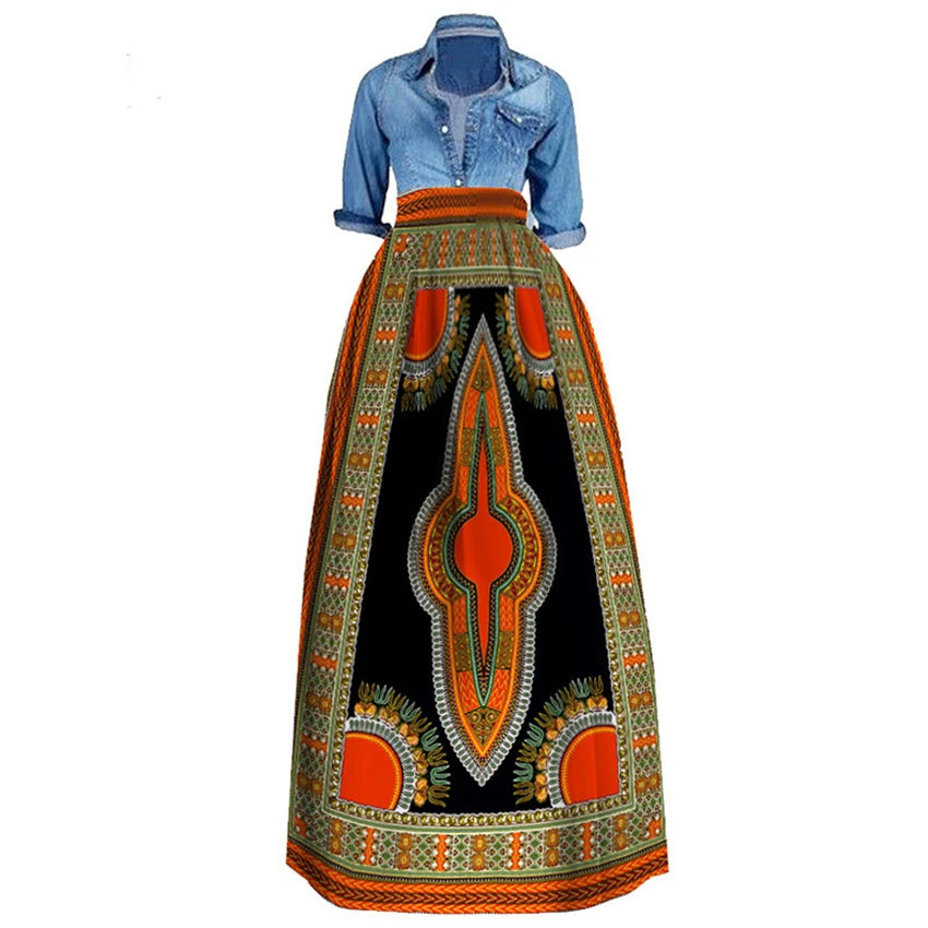 Dashiki Print Bazin Wax Skirt