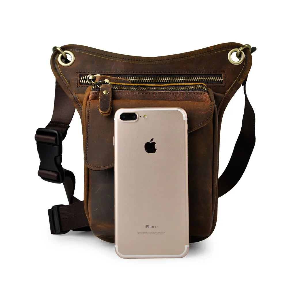 Leather Shoulder Sling Bag Multi-function Waist Belt Pack Leg Bag