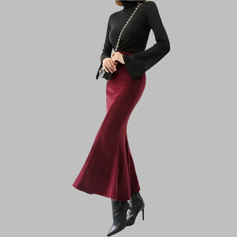 Mermaid Style Black And Red High Waist Skirt