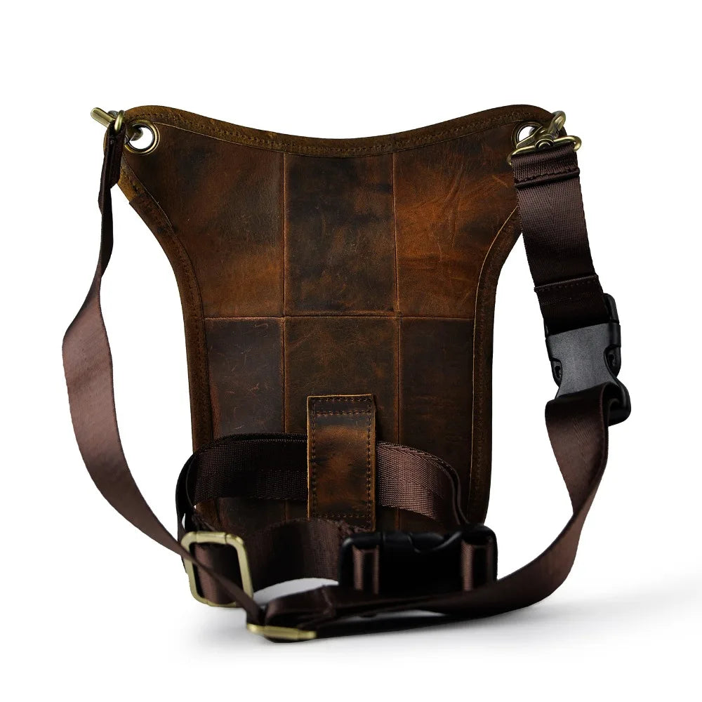 Leather Shoulder Sling Bag Multi-function Waist Belt Pack Leg Bag