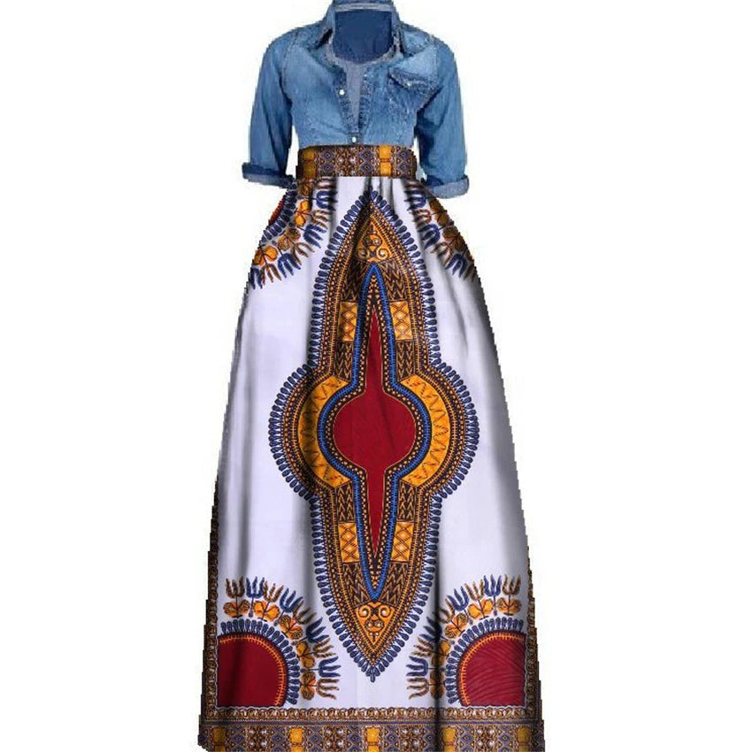 Dashiki Print Bazin Wax Skirt