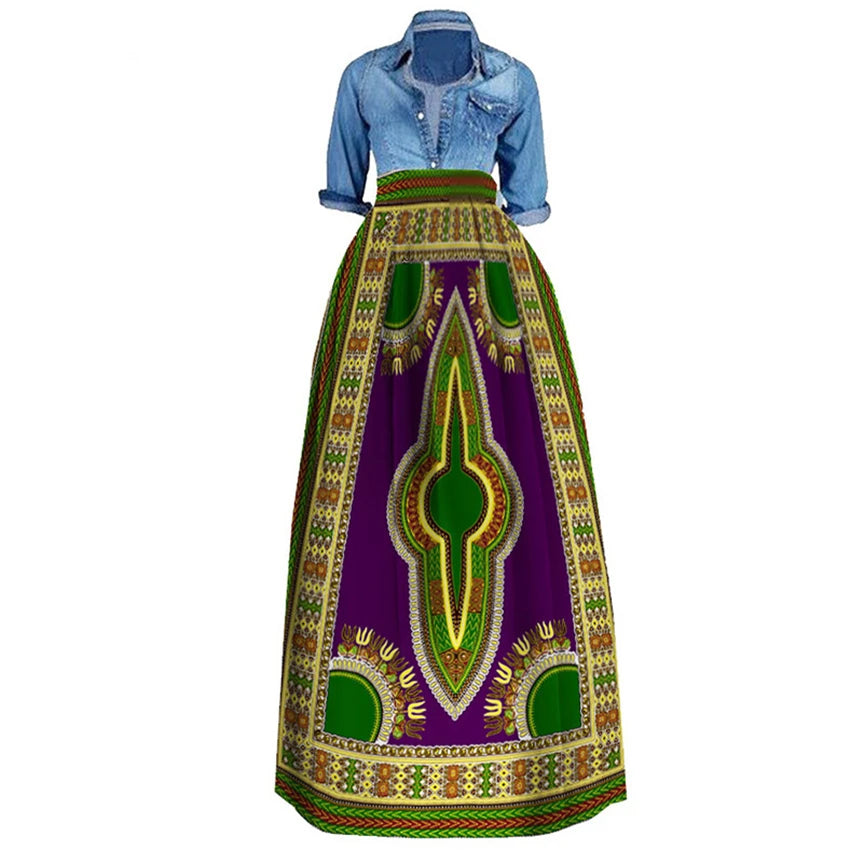 Dashiki Print Bazin Wax Skirt