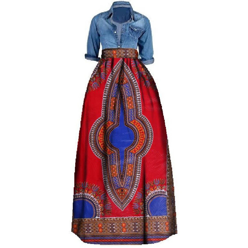 Dashiki Print Bazin Wax Skirt