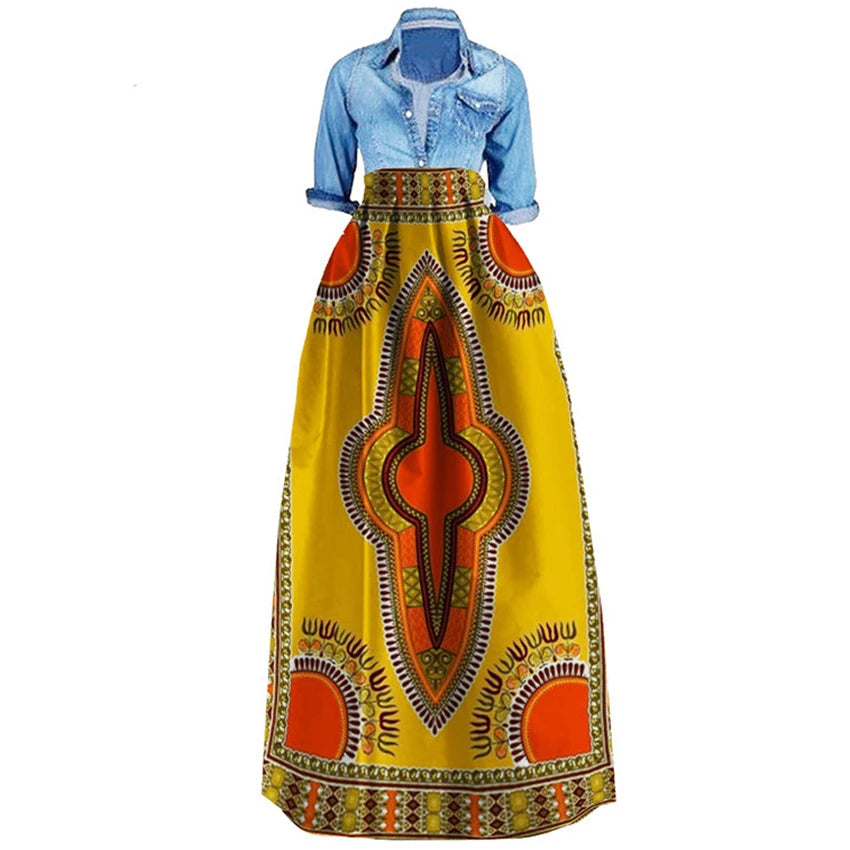 Dashiki Print Bazin Wax Skirt