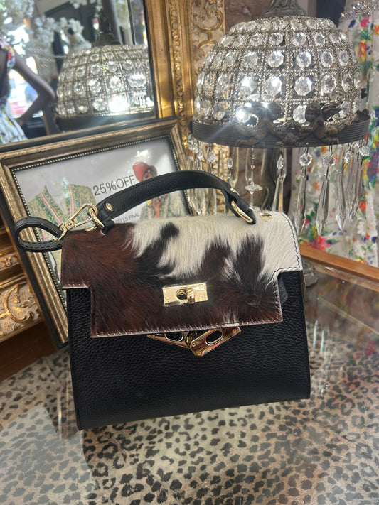 Real CowHide Faux Kellie Mini Handbag Purse
