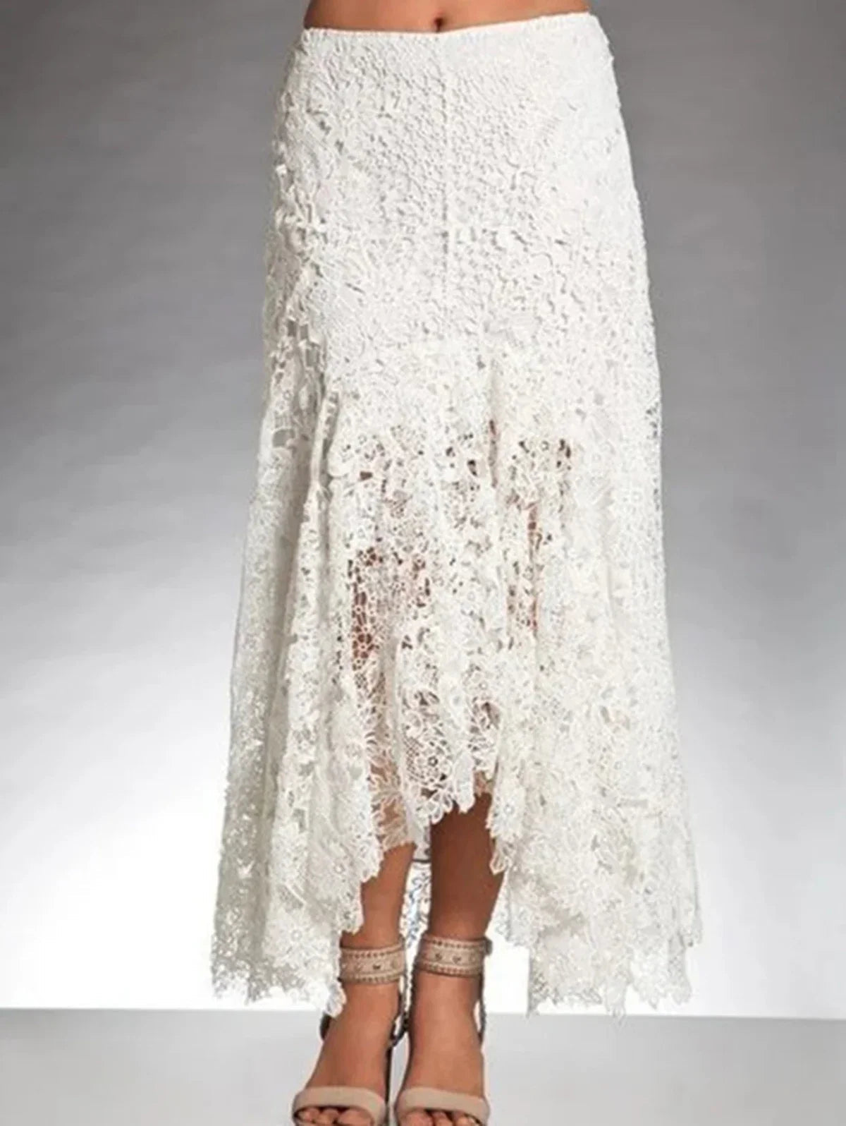 Lace Asymmetrical Layered Maxi Skirt