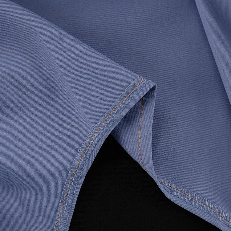 Irregular Hem Long Sleeve Blue Blouse