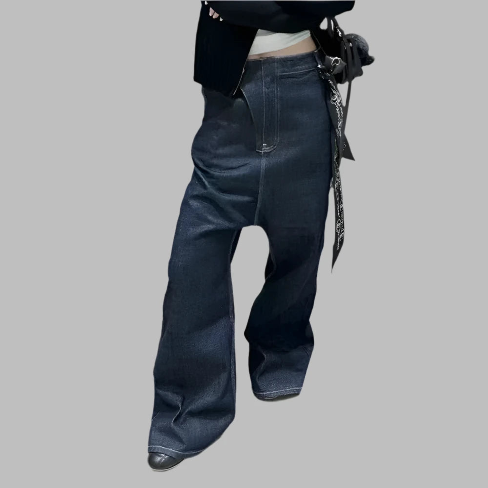 Low Waist Irregular Denim Pants