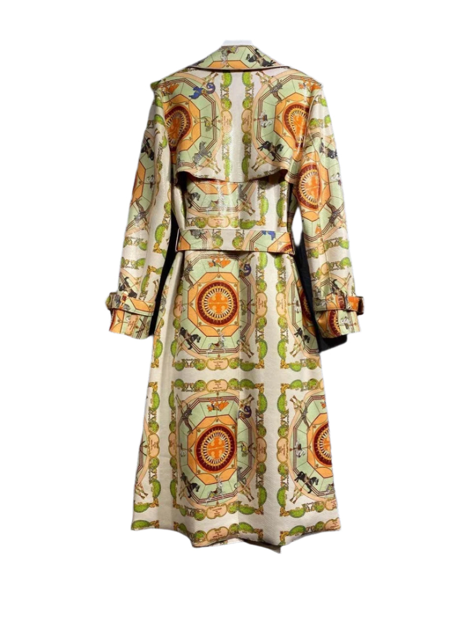 Printed Long-sleeved Trench Coat