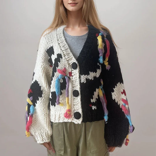 Multi Color Tassels Chunky Handmade Sweater