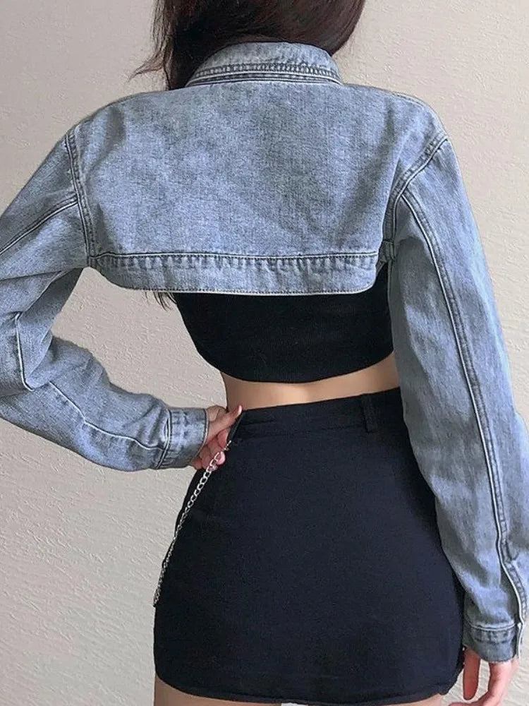 Long Sleeve Crop Denim Jacket