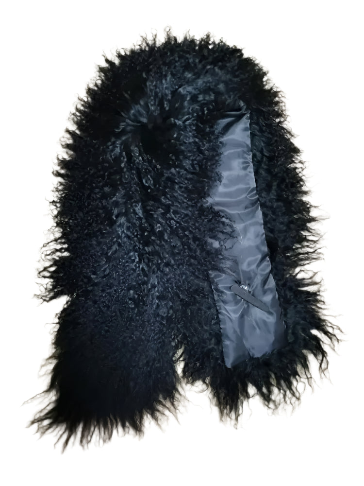 Black Mongolian Lamb Fur Scarf