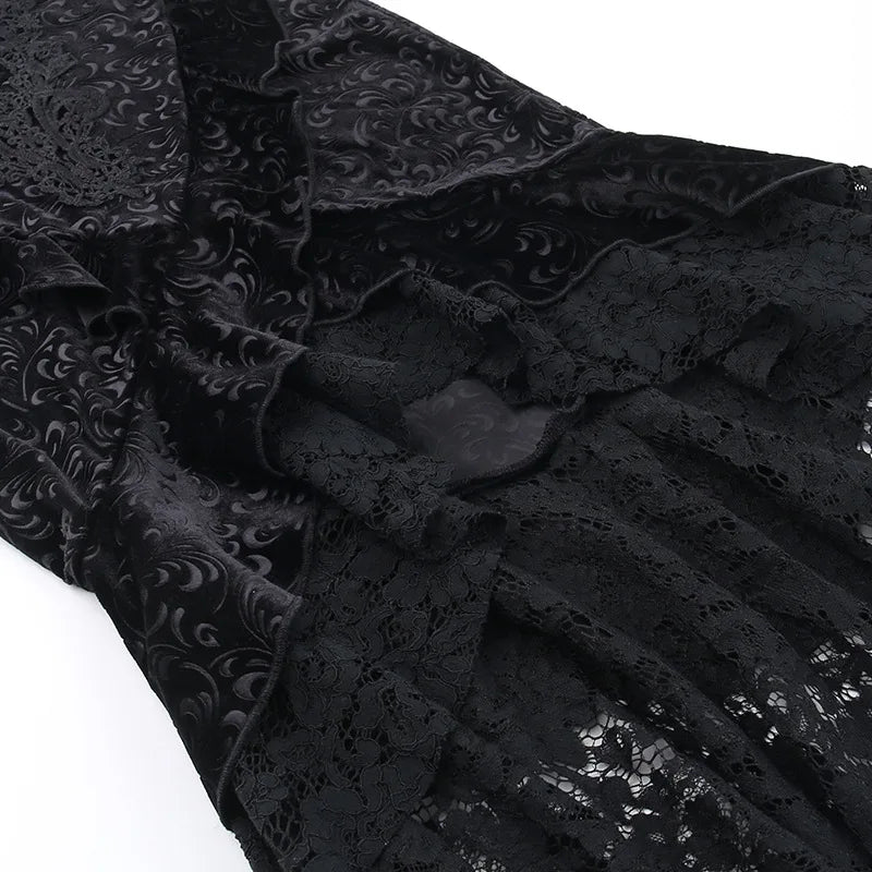 Gothic Ruffle Mermaid Lace Hem Skirt