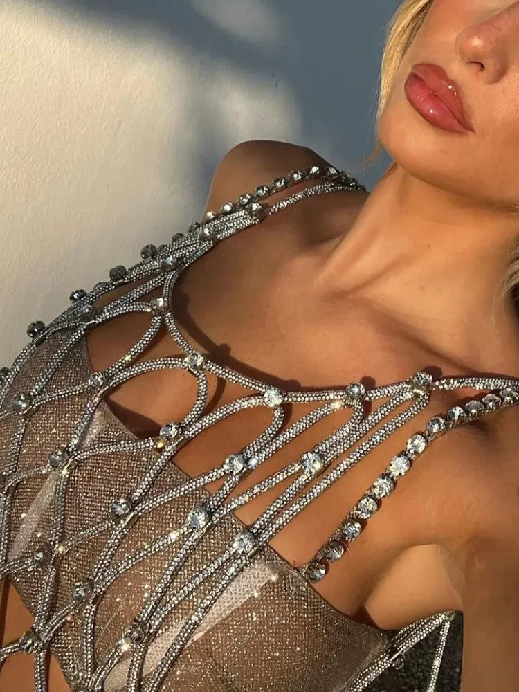 Diamond Sleeveless Cut Out Tassel Dress