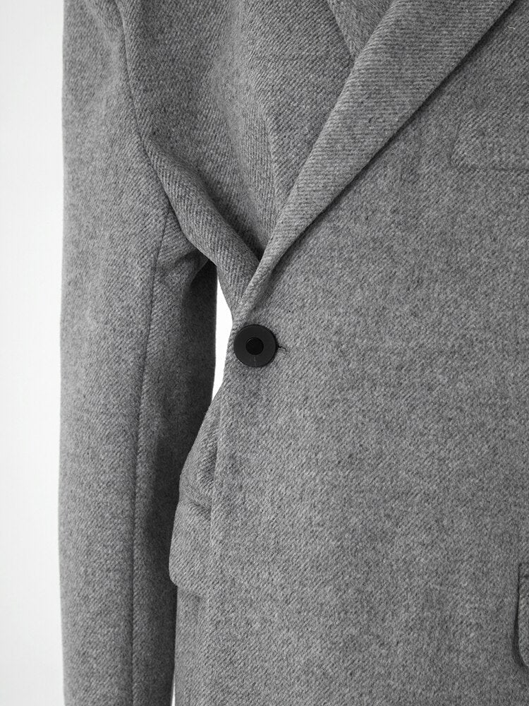 Gray Irregular Woolen Coat