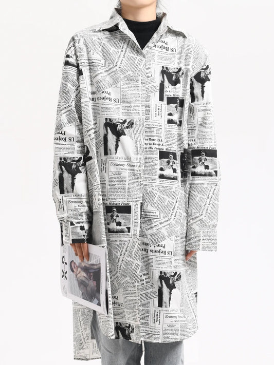 Irregular Printed Long Sleeve Shirt