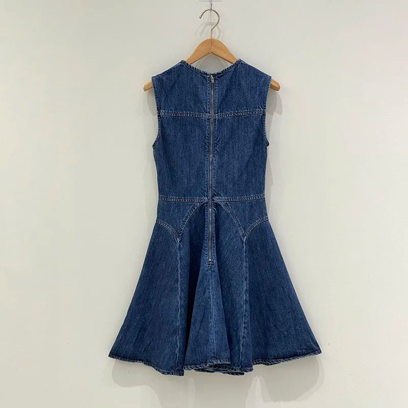 Denim Sleeveless Cotton Denim Short Dress