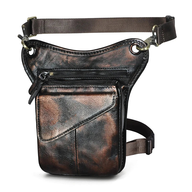 Leather Shoulder Sling Bag Multi-function Waist Belt Pack Leg Bag