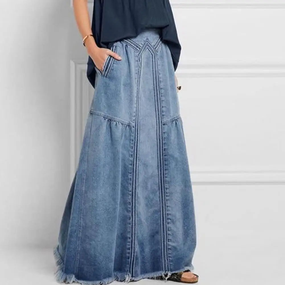 A Line Denim Long Skirt