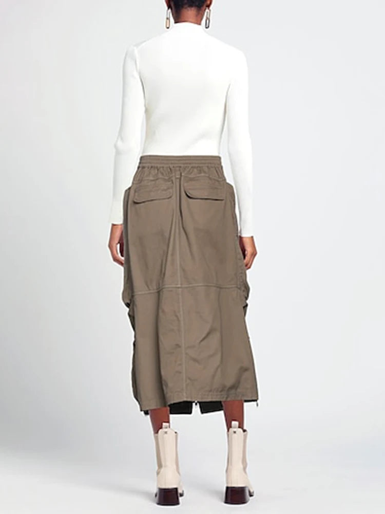 High Waist Pocket Zipper Skirt