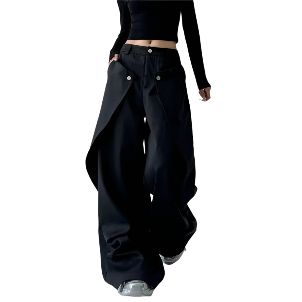 Double-Layer Wide-Leg Pants