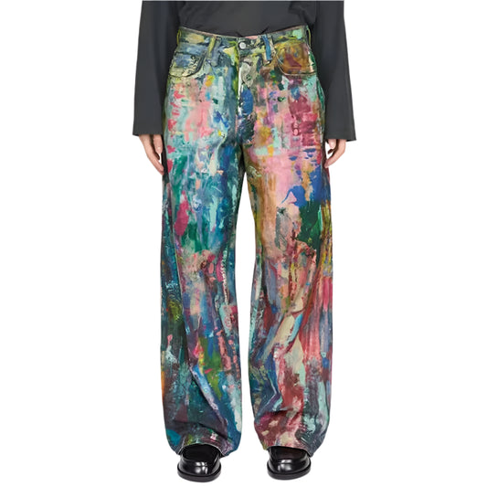 Painted Graffiti Straight Leg Jeans