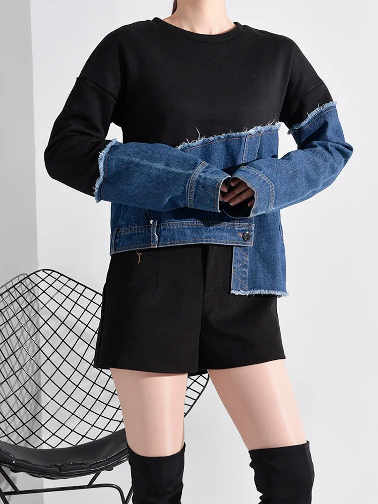 Denim Asymmetrical Sweatshirt