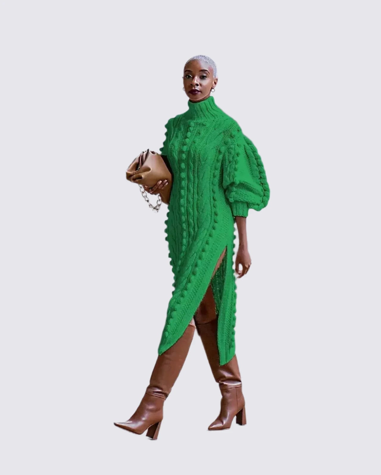 Long Sleeve Turtleneck Knitted Dress