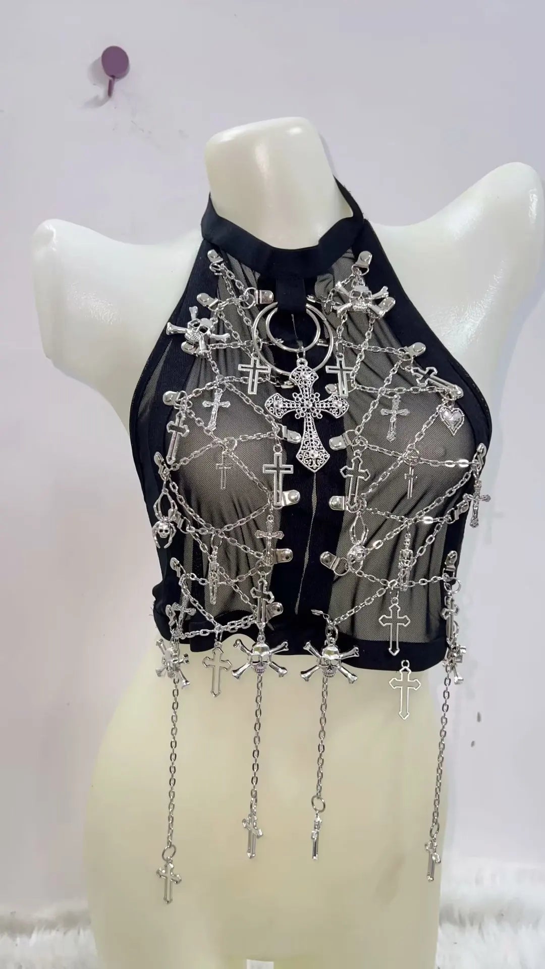 Gothic Crop Cross Top