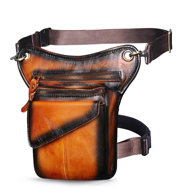 Leather Shoulder Sling Bag Multi-function Waist Belt Pack Leg Bag