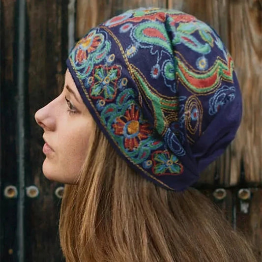 Embroidered Floral Flower Bandanas Print Hat