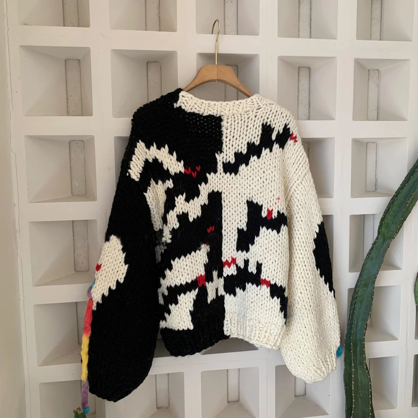 Multi Color Tassels Chunky Handmade Sweater