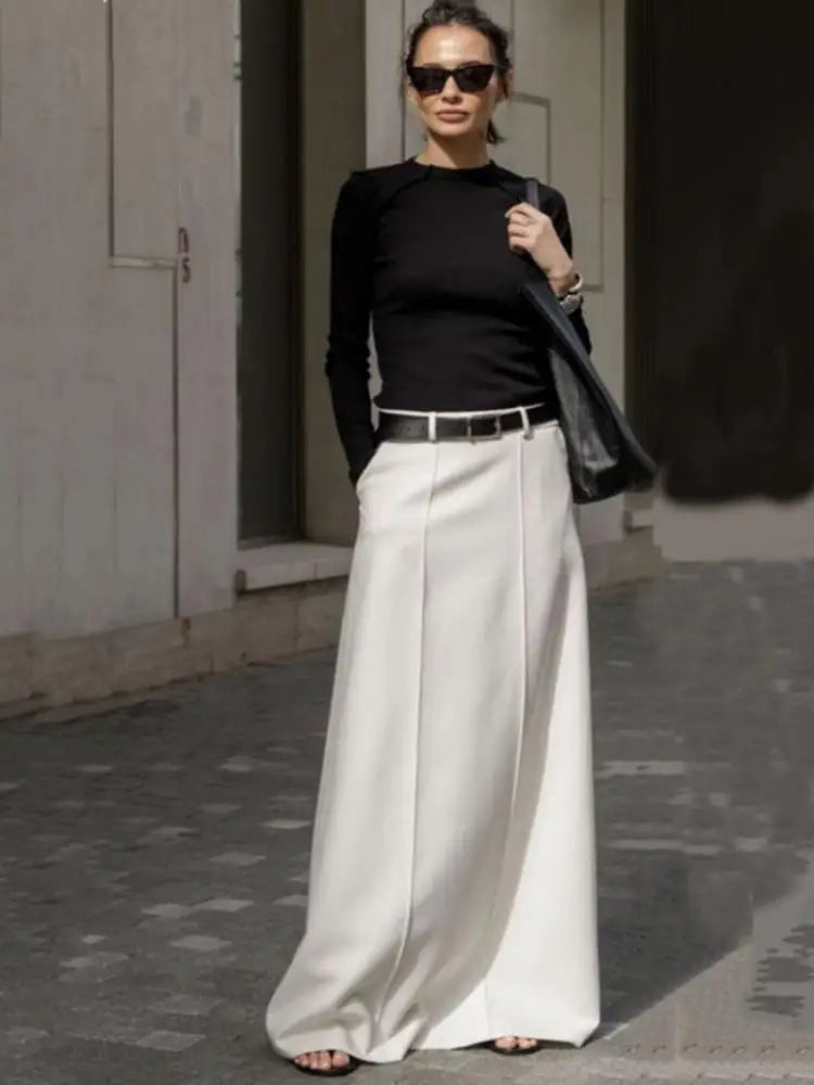 A-line High Waist Long Skirt